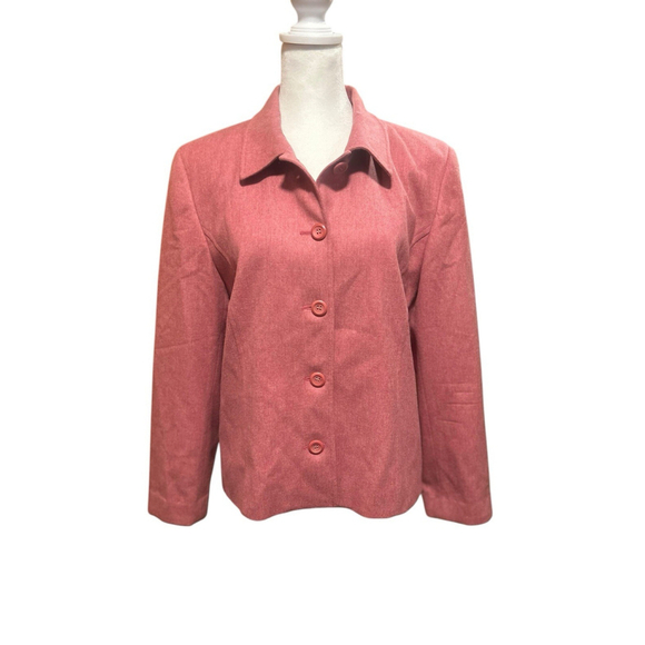 Vintage Pendleton Blazer Jacket Womens 10‎ Pink Button Front Virgin Wool Lined - Picture 1 of 9